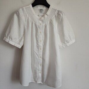 Ladies SZ S J Crew Factory White Linen-Blend Blouse